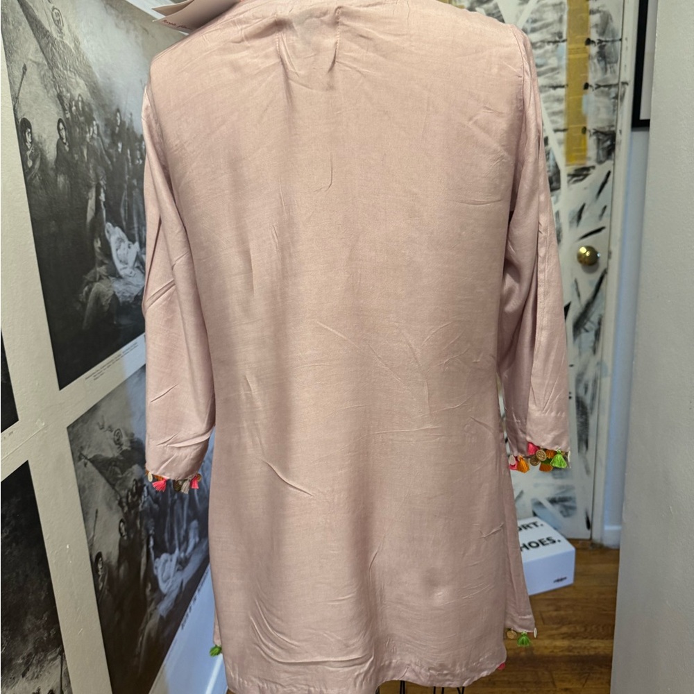 Pink Tunic with Colorful Tassels